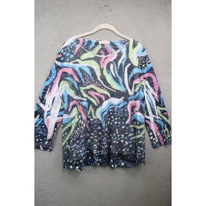 Jess & Jane Mesh Sheer Lined 3/4 Sleeve Tunic-XL-Boho